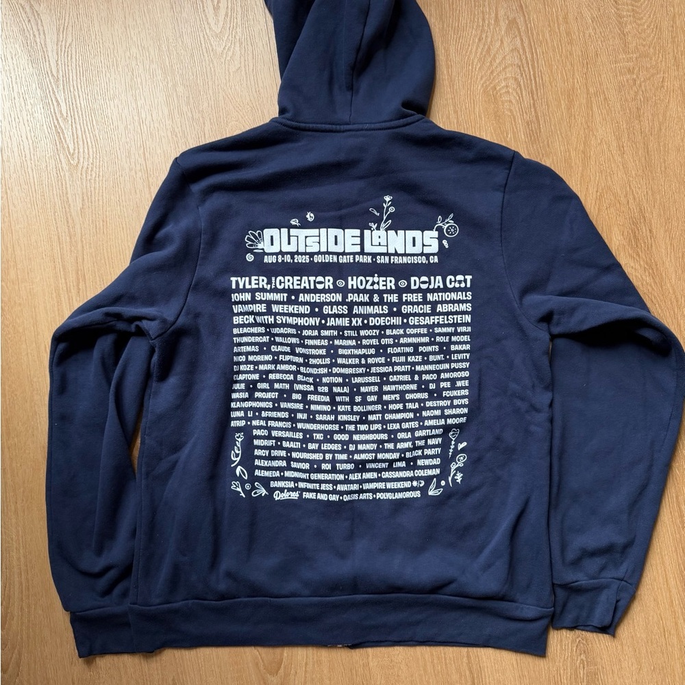 Bella Canvas Navy Blue Outside Lands Festival Hoodie with White Backprint
